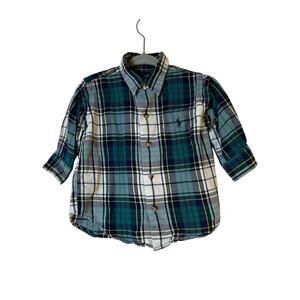 RALPH LAUREN Boy’s Plaid Button Down Long Sleeve Shirt / Size: 12/18 Months